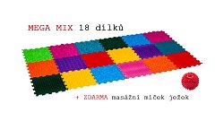 Masážní ortopedický kobereček MEGA MIX 18 dílků + masážní míček ježek